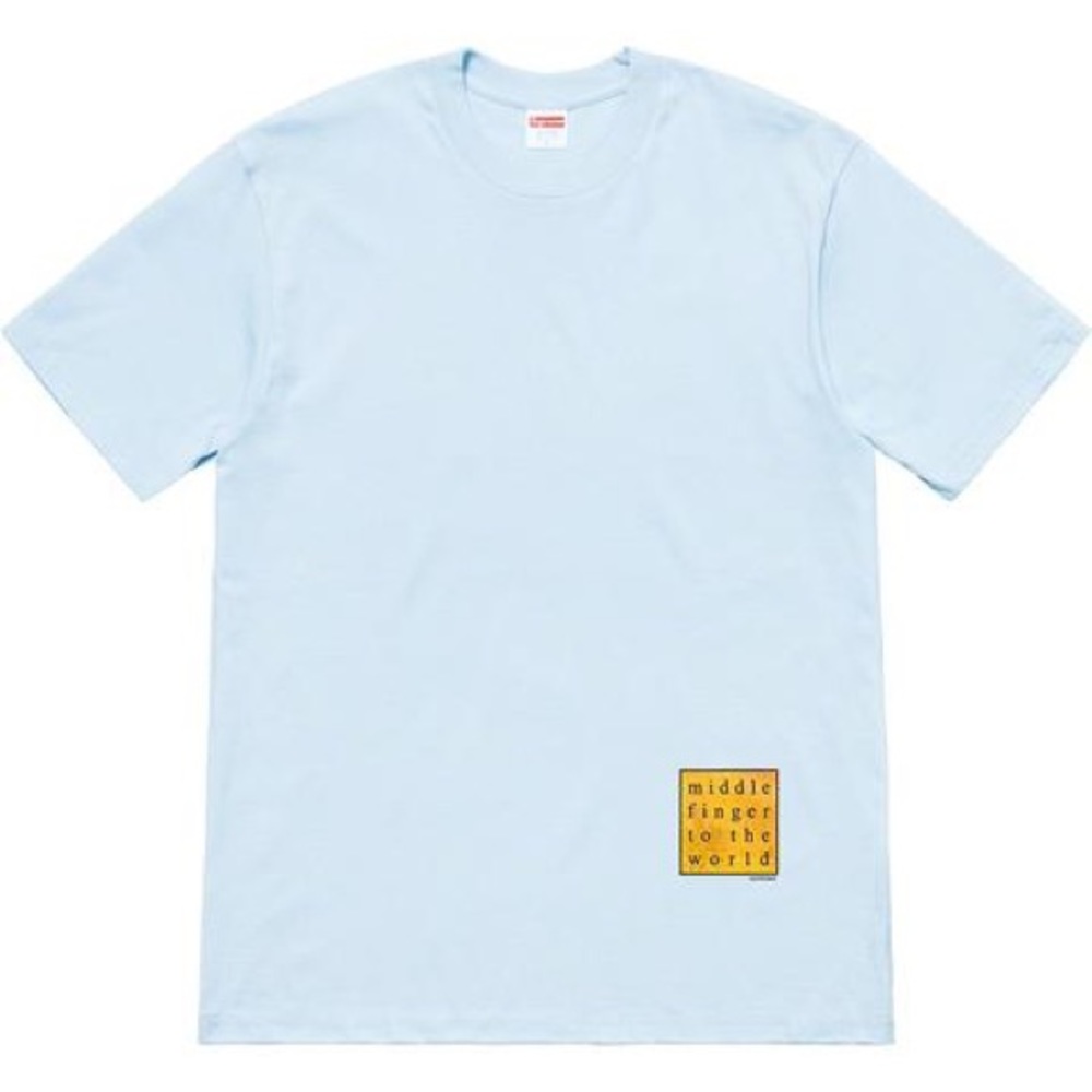 SUPREME Middle Finger to The World Tee Lt Blue L!